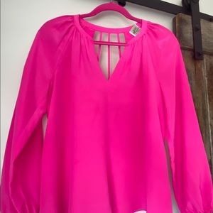 Lilly Pulitzer Leslie silk top-SizeXS-RazBerry